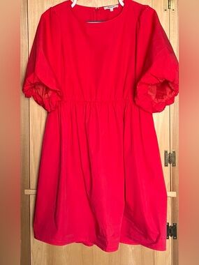 Madewell Poplin Bubble-Sleeve Mini Dress